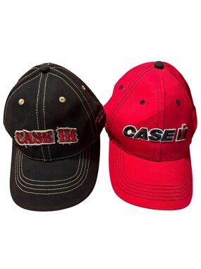 Case IH Red & Black Embroidered Adj Caps Cotton Blend Unisex Farm Equipment Logo